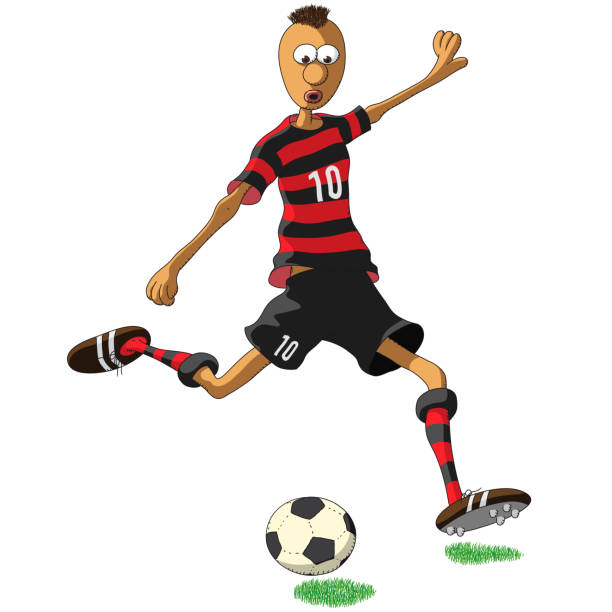 Flamengo soccer player kicking a ball Flamengo soccer player kicking a ball calciatore stock illustrations