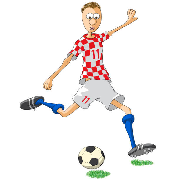 Croatia soccer player kicking a ball Croatia soccer player kicking a ball calciatore stock illustrations