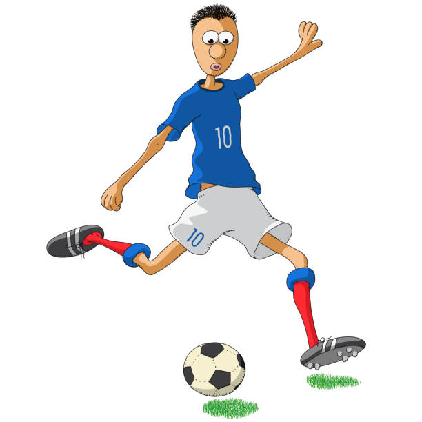 francuski piłkarz kopiący piłkę - francia stock illustrations