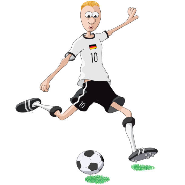 Germany soccer player kicking a ball Germany soccer player kicking a ball calciatore stock illustrations