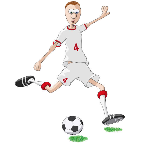 England soccer player kicking a ball England soccer player kicking a ball calciatore stock illustrations
