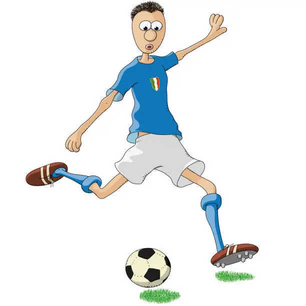 Vector illustration of Italy soccer player kicking a ball