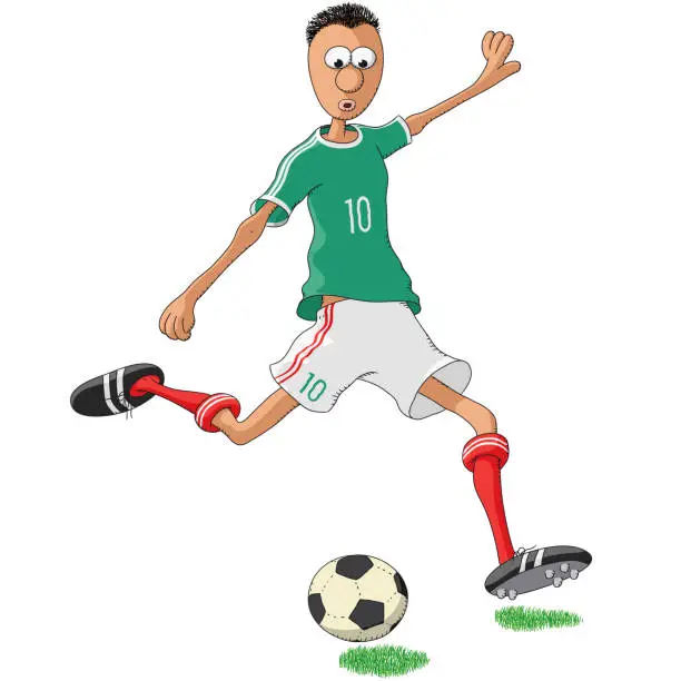 Vector illustration of Mexico soccer player kicking a ball