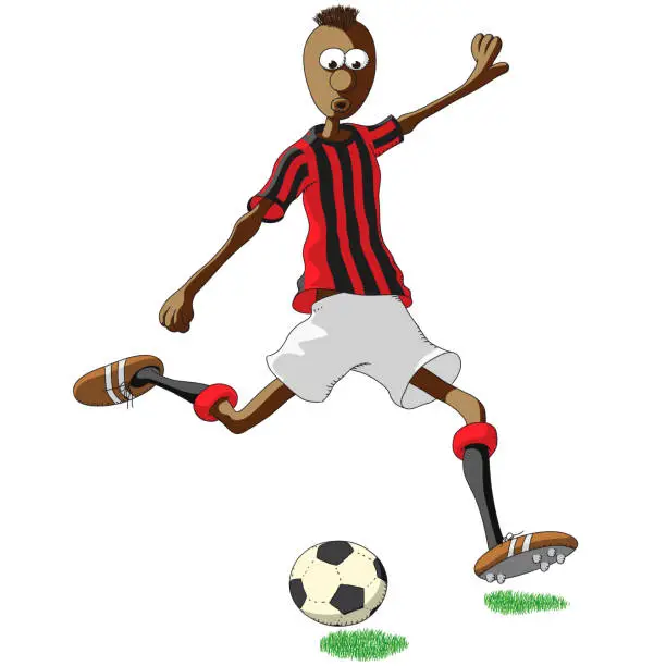 Vector illustration of AC Milan soccer player kicking a ball