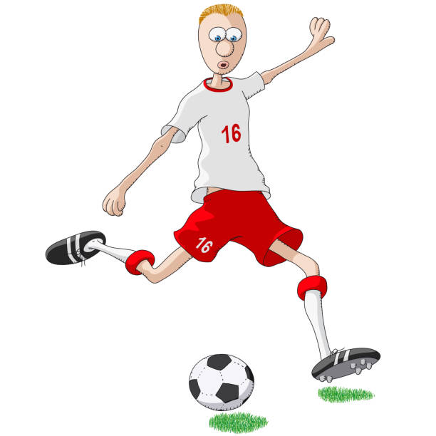 Poland soccer player kicking a ball Poland soccer player kicking a ball calciatore stock illustrations