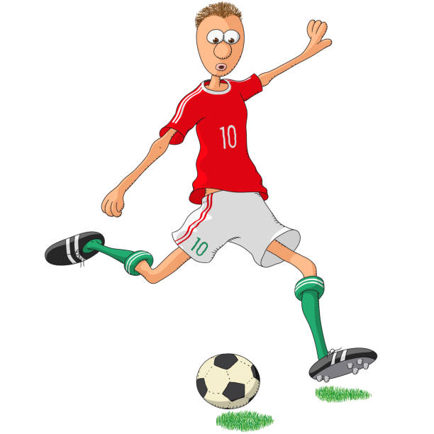 Hungary footballer kicking a ball Hungary footballer kicking a ball calciatore stock illustrations