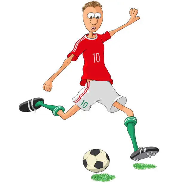 Vector illustration of Hungary footballer kicking a ball