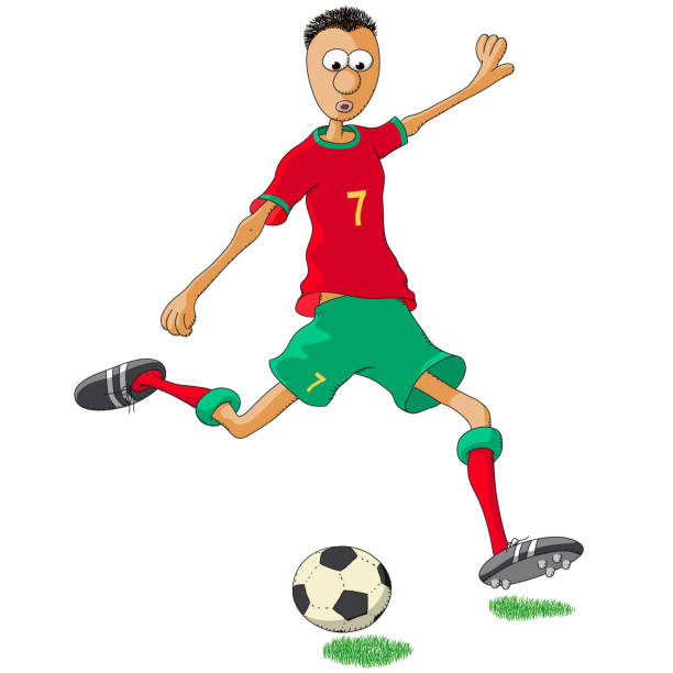 Portugal footballer kicking a ball Portugal footballer kicking a ball calciatore stock illustrations