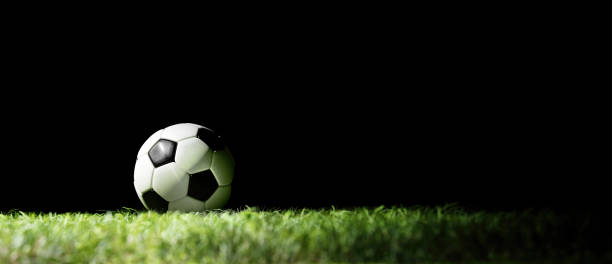 istock Football soccer ball on grass 1442568643