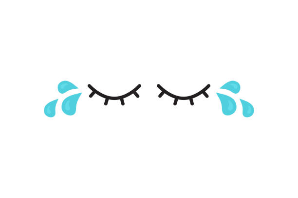 cry vektor symbol, augenträne, tropfwasser, tränen tropfen, traurige emotion, zeichentrickfigur ausdruck, depression konzept. einfache illustration - rain cute falling water raindrop stock-grafiken, -clipart, -cartoons und -symbole