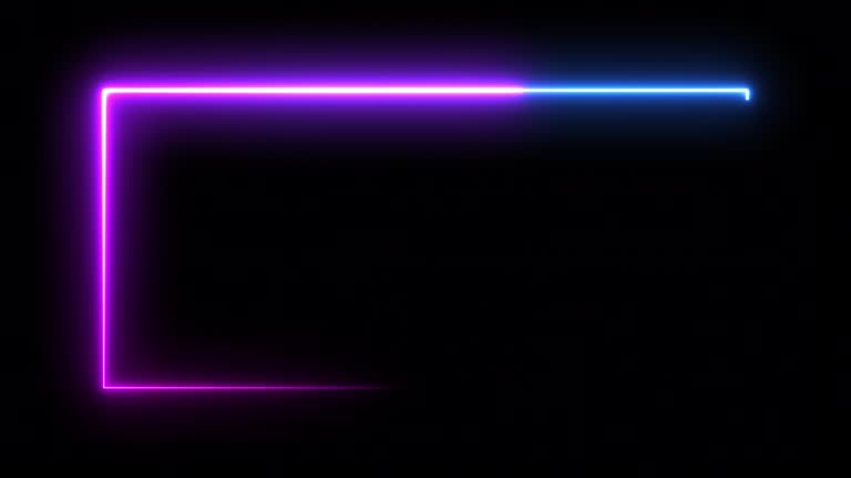 4k Glowing Neon Line Abstract Background, Abstract Seamless Background Blue Purple Looped Animation Neon Light