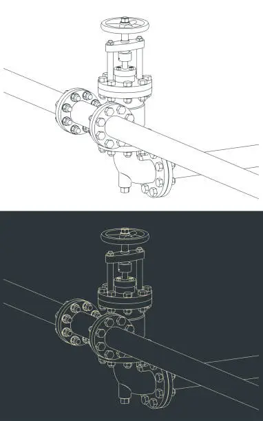 Vector illustration of Control valve and pipes