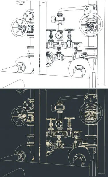 Vector illustration of Water pumping station