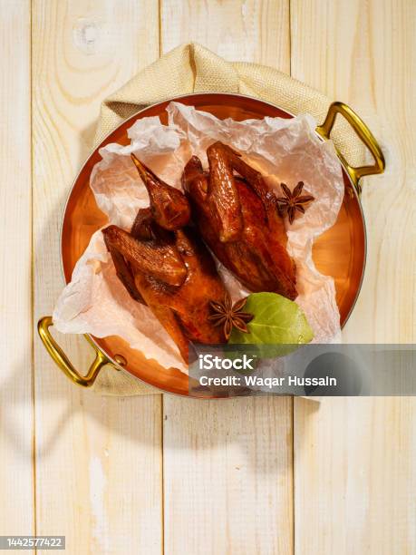 Fried Shatian Squab Pigeon Served In A Dish Isolated On Table Top View Of Taiwanese Food Stock Photo - Download Image Now