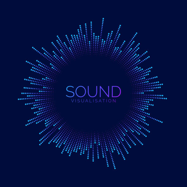 circle schallwellen-visualisierung. pixel-musik-player-equalizer. radiales audiosignal oder vibrationselement. spracherkennung. epizentrum, ziel, radar, funksymbolkonzept. vektor - secret identity audio stock-grafiken, -clipart, -cartoons und -symbole