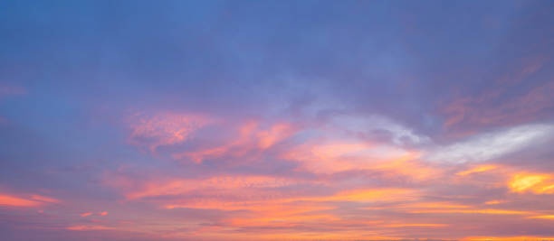 istock Sunset sky. Abstract nature background. Dramatic blue with orange colorful clouds in twilight time. 1442584930