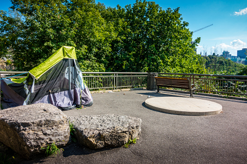 homeless tent in middle of Ottawa in Canada