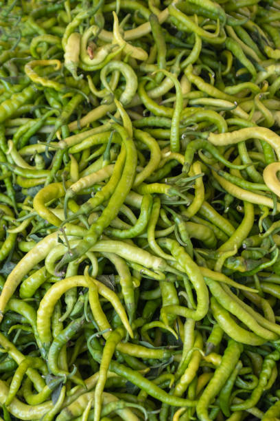 heap of fresh hot green peppers
