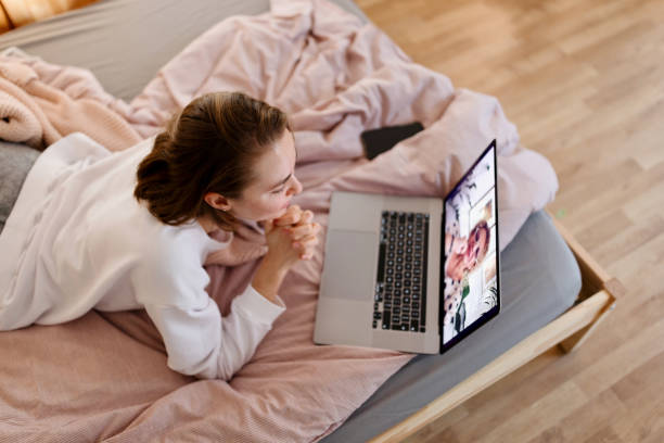 istock Woman on a  video call with her mother 1442591425