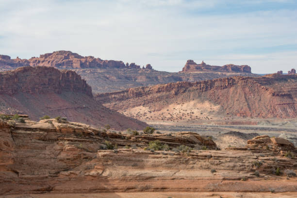 istock Red rock cliffs, valleys, and spires in Arches National Park 1442592021
