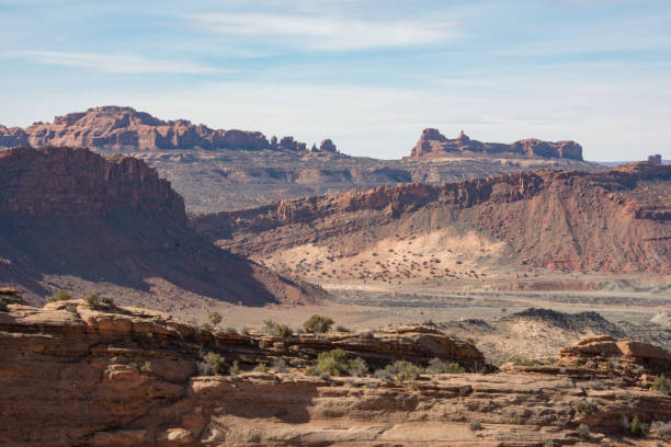istock Red rock cliffs, valleys, and spires in Arches National Park 1442592098