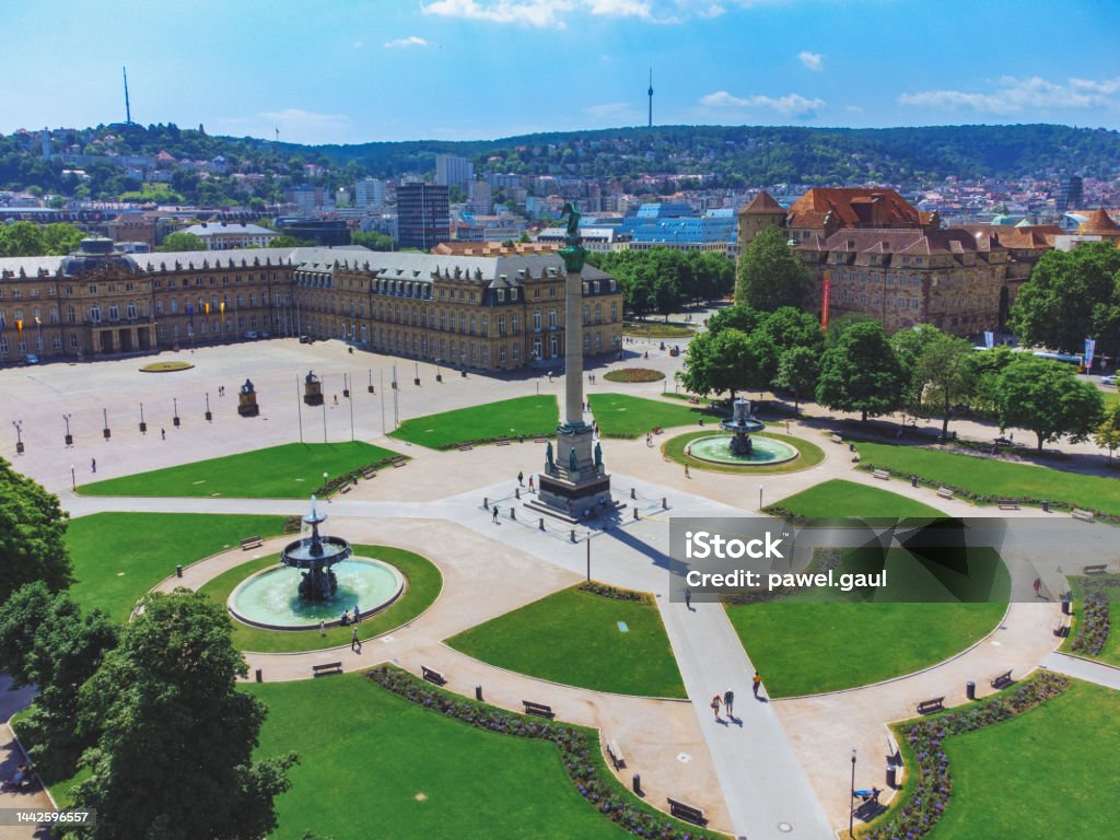 Aerial view of Schlossplatz in Stuttgart Germany Stuttgart Stock Photo