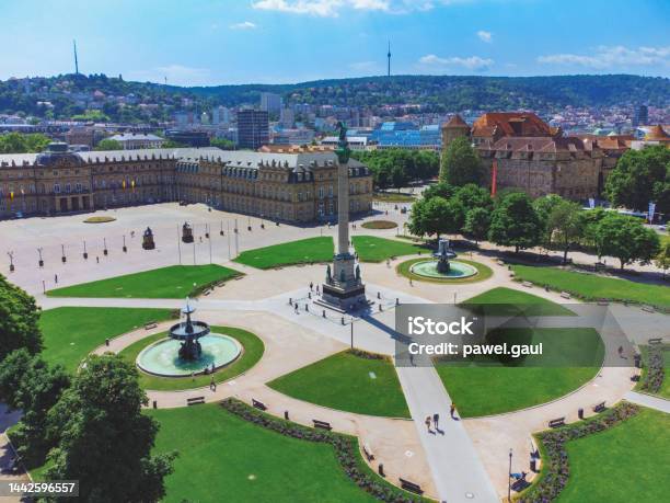Aerial View Of Schlossplatz In Stuttgart Germany Stock Photo - Download Image Now - Stuttgart, Germany, Schlossplatz - Stuttgart