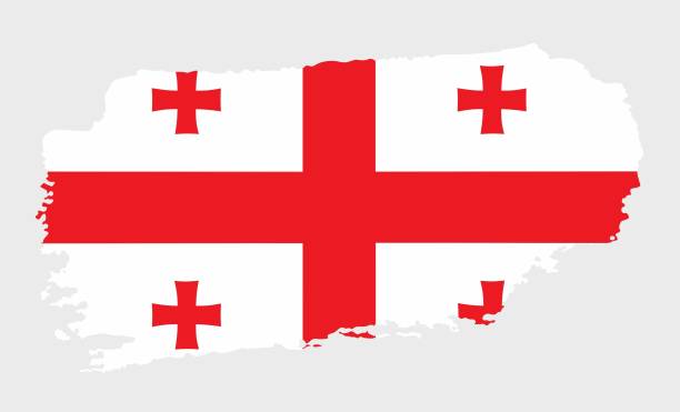 istock Georgia flag with grunge texture in brush stroke style. 1442598123