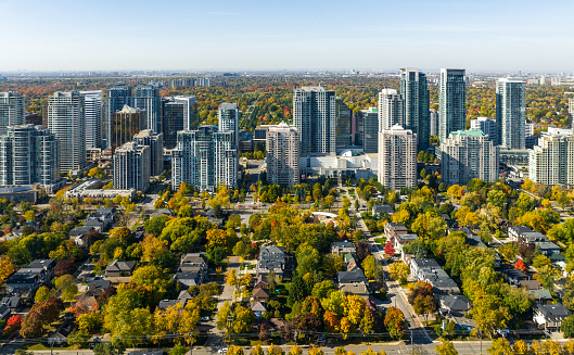 Aerial view of North York business district ,Toronto Canada