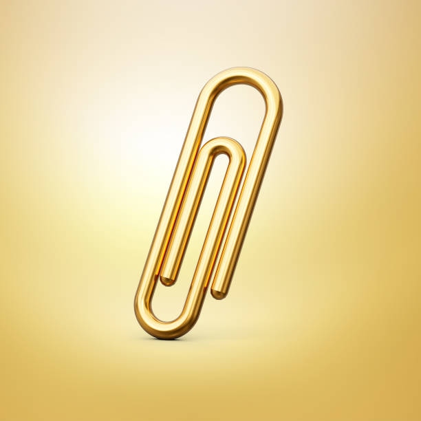 istock Paper clip gold isolated over white background on 3d illustration 1442604492