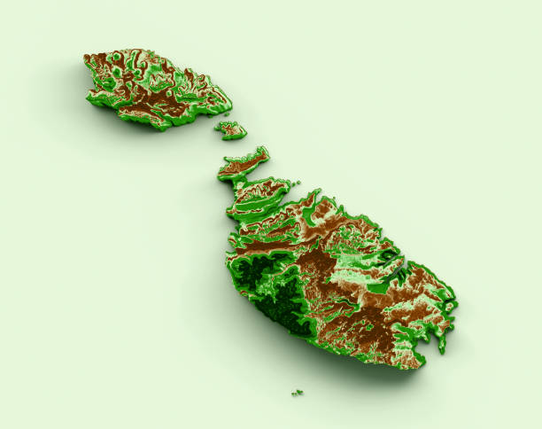 istock Malta Topographic Map 3d realistic map Color 3d illustration 1442604586