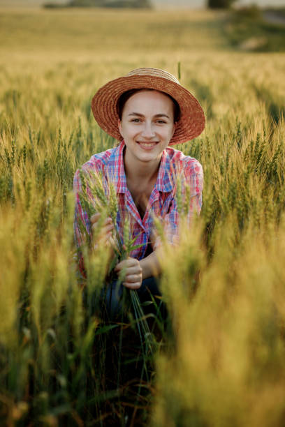 istock A young farmer sits in the ears of wheat and analyzes here growth 1442605929