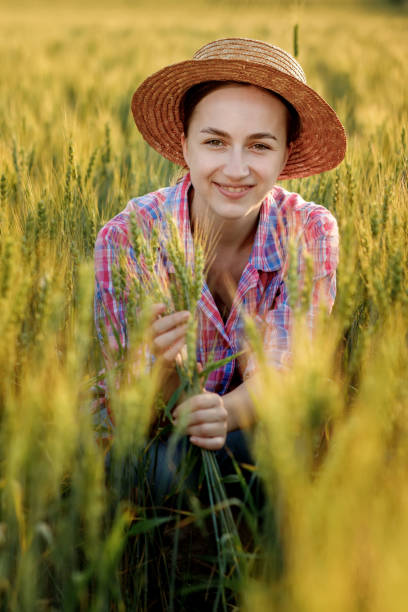 istock A young farmer sits in the ears of wheat and analyzes here growth 1442605930