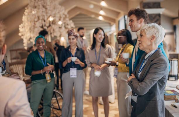 istock Business women at convention center 1442606210