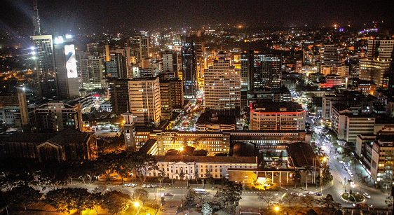 Nairobi aerial view from night.