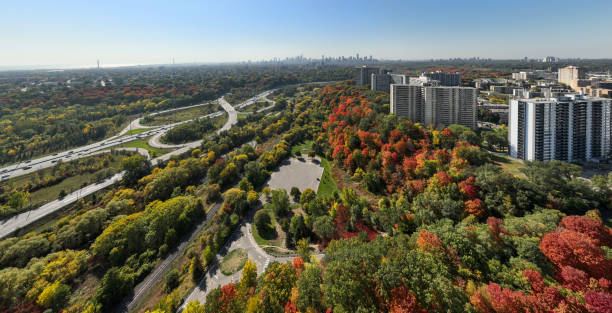 istock Aerial DVP highway in Autumn, Toronto, Canada 1442620396