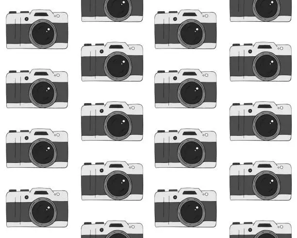 Vector illustration of Vector seamless pattern of hand drawn doodle sketch photo camera