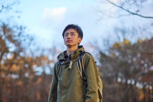 istock Japanese man enjoying hiking 1442630871