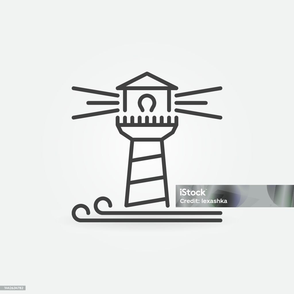 Biểu Tượng Khái Niệm Ngọn Hải Đăng Và Sóng Biển Vector Dòng Mỏng ...