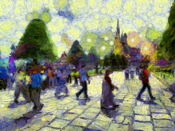 istock The grand palace, wat phra kaew bangkok thailand Illustrations creates an impressionist style of painting. 1442635522