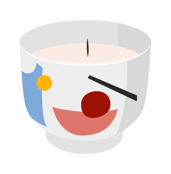 ilustrações de stock, clip art, desenhos animados e ícones de aroma candle in a cup icon. vector illustration - background cosy beauty close up