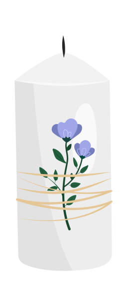 ilustrações de stock, clip art, desenhos animados e ícones de aroma candle icon. vector illustration - background cosy beauty close up