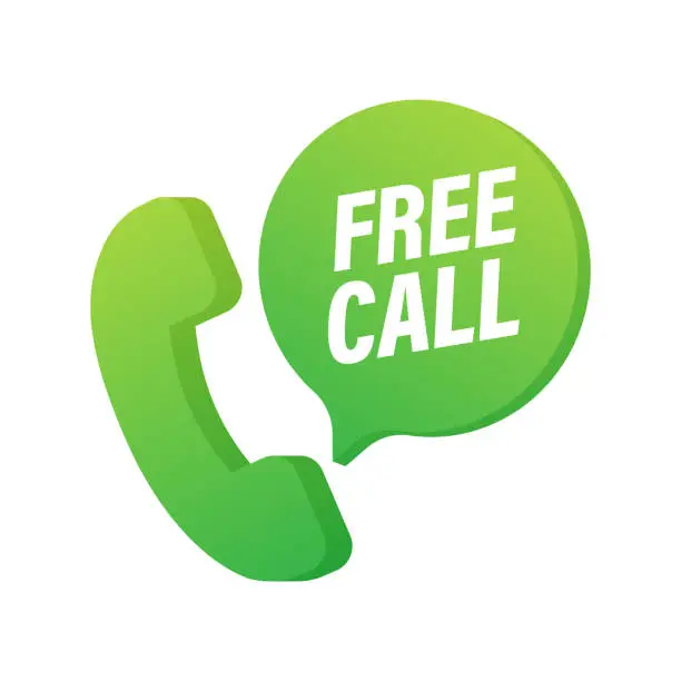 Vector illustration of Free call. Information technology. Telephone icon. Customer service. Vector stock illustration.