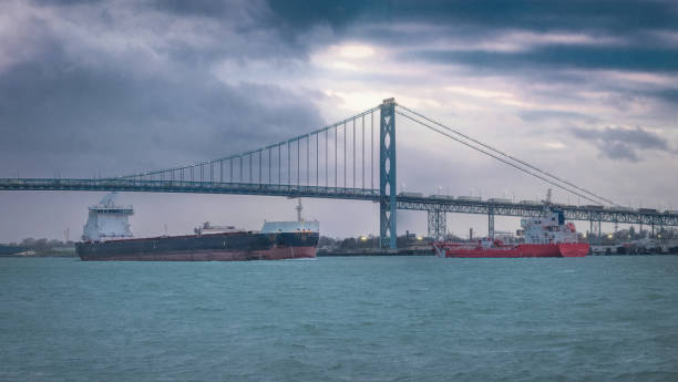 The Ambassador bridge links Detroit, Michigan with Windsor, Ontario.  It is one of the busiest trade routes in North America.