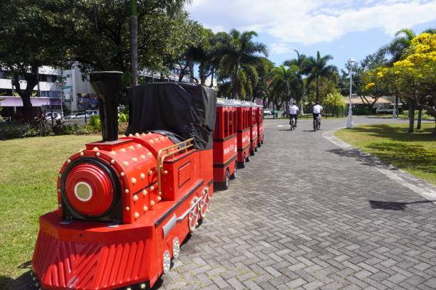 Papeete, Tahiti, French Polynesia, September 22, 2022.\nThe train takes children on a ride around the garden
