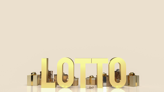 gold lotto and gift box  image 3d rendering