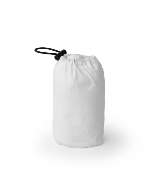 White colour drawstring pouch mockup isolated on white background.
