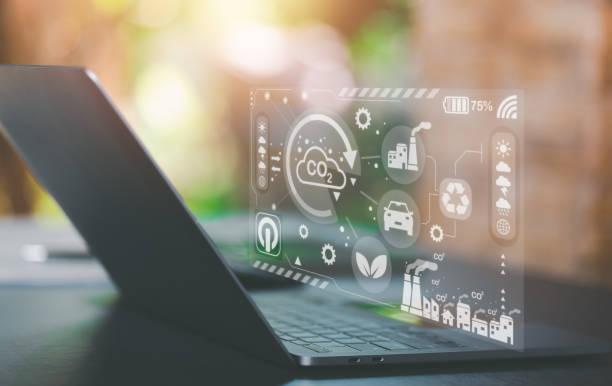istock Industrial emissions pollute the environment and ecosystems. including climate change Carbon Renewable Energy Agreement reduce greenhouse gas emissions ,laptop on the table nature background 1442674399