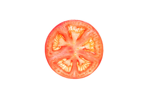 Cherry tomato circle portion on white background