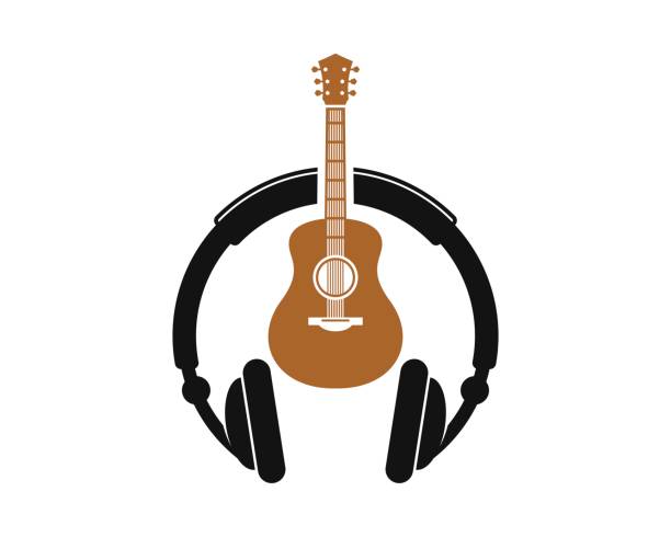 illustrations, cliparts, dessins animés et icônes de casque avec forme de guitare à l’intérieur - romantic sky audio